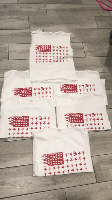 Flag ballerina distressed tank