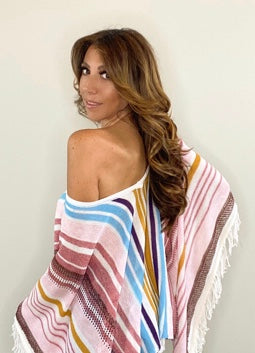 Multicolor Striped Beach Cover Up