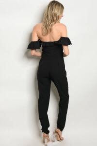 Black Cold Shoulder Jumpsuit With Tie