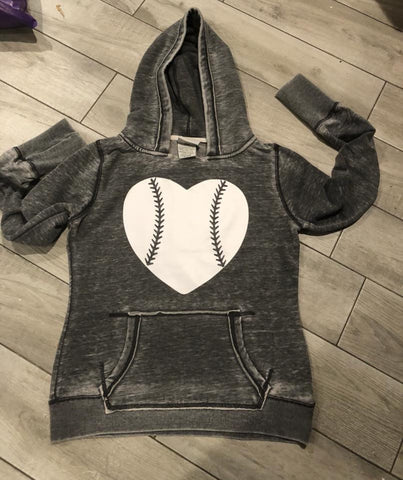 Baseball hoodies front with heart