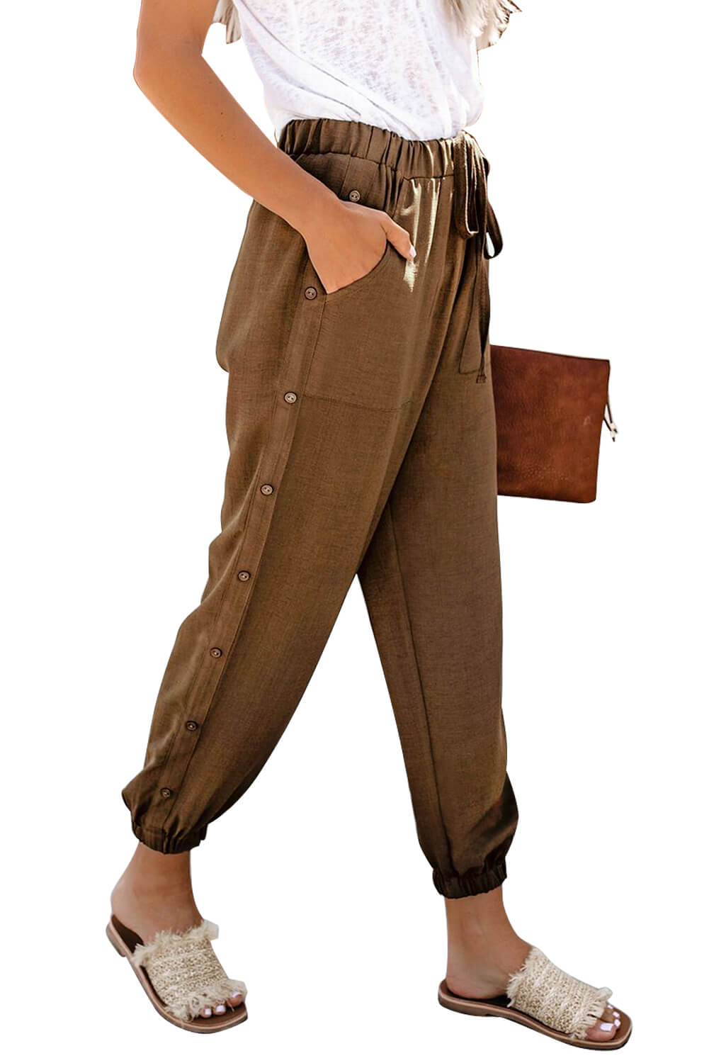 Pocketed Pants with Buttons - 3 Colors