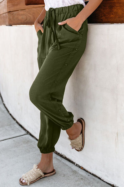 Pocketed Pants with Buttons - 3 Colors