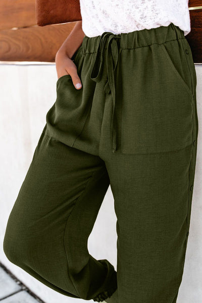 Pocketed Pants with Buttons - 3 Colors