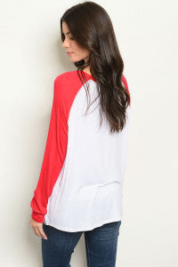 Red & White "Santa" Print Top