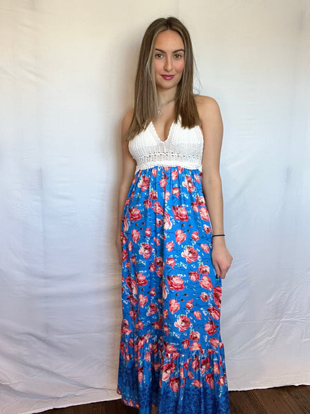 Crochet halter maxi dress