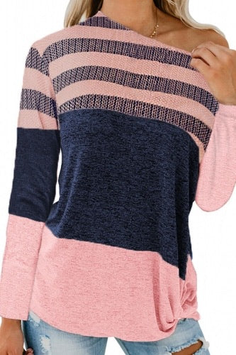 Blue and white off the shoulder top