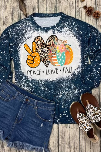 Peace Love Fall Bleached Graphic Long sleeve