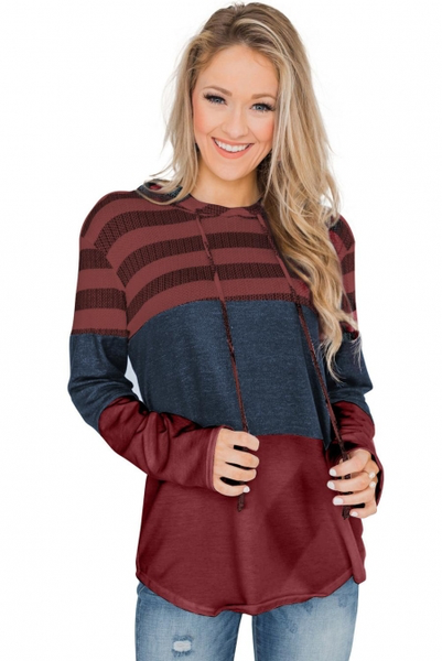 Striped Drawstring Hoodie