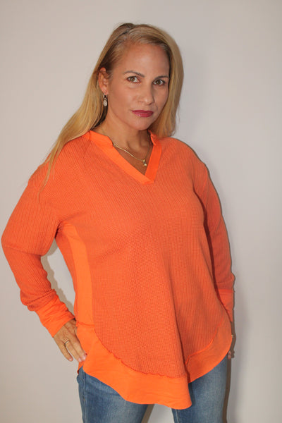 Orange Waffle Top