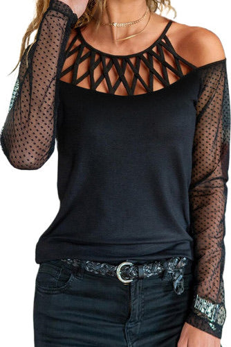 Black sheer arm top