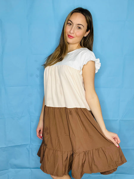 Beige Baby Doll Dress