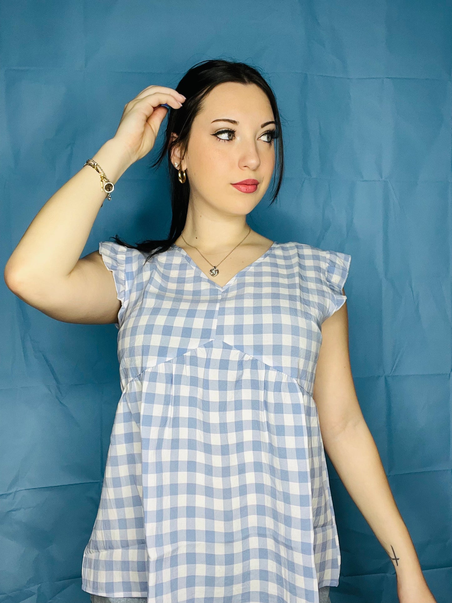 Checker Ruffle Top