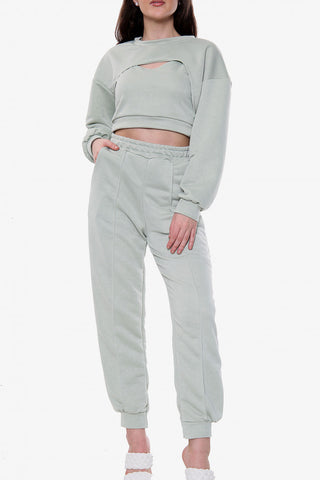 Cut Out Detail Top and Jogger 3 Piece Lounge Set