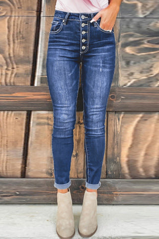Blue high rise jeans