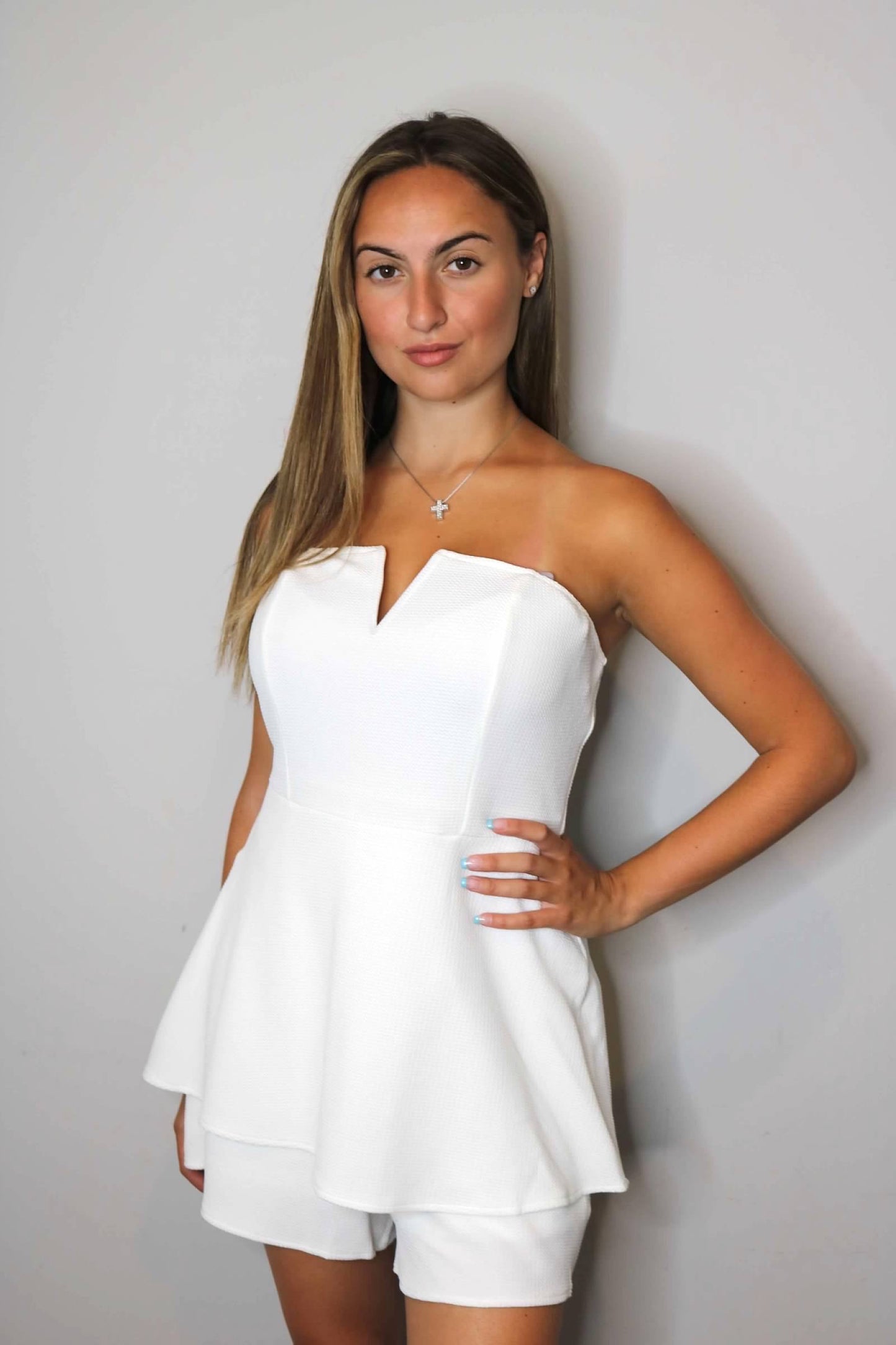 Peplum White Romper