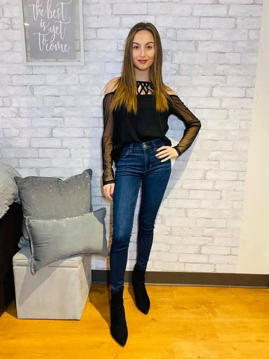 Cold shoulder black top