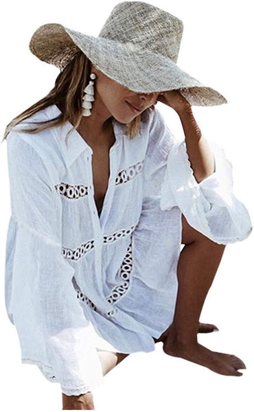 White button down cover up