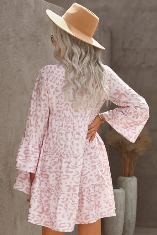 Pink Leopard Ruffle Dress