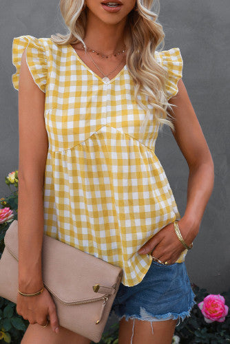 Checker Ruffle Top