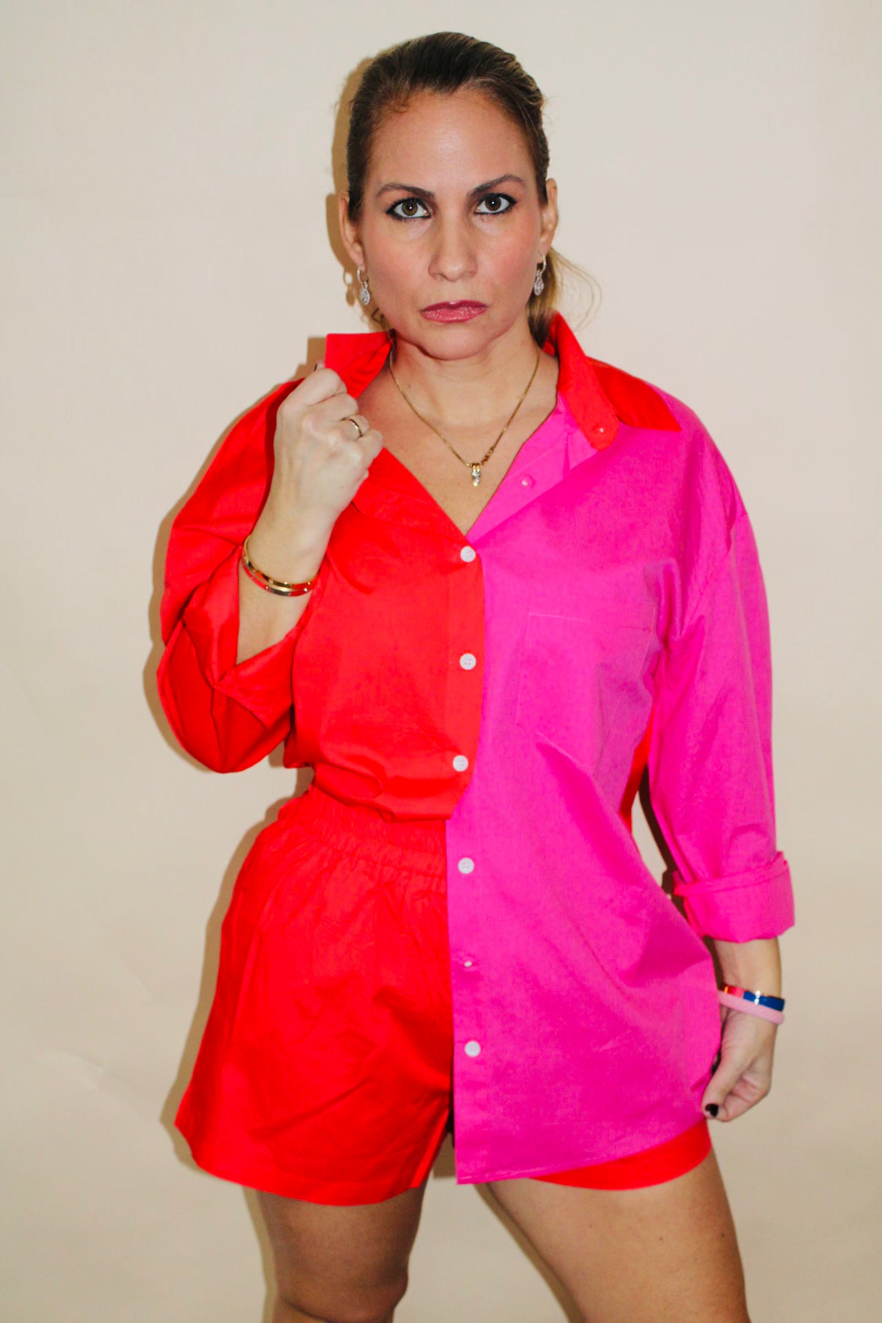 Two Piece Button Down Short Set