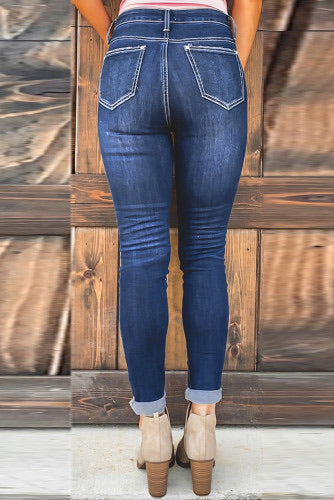 Blue high rise jeans