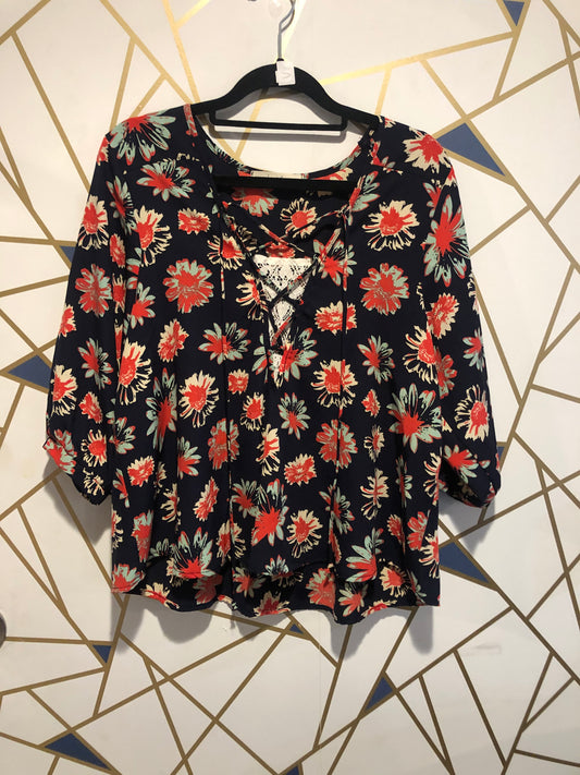 crisscross floral blouse