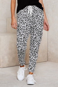 White leopard sweatpants