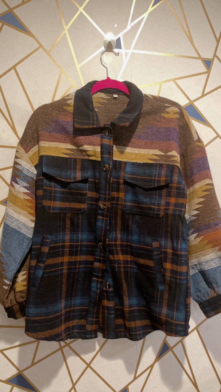 Plaid and Aztec Shacket