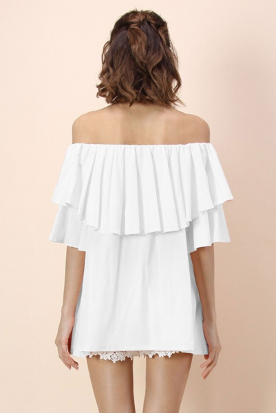 Soft Breeze Frilling Off-Shoulder Top