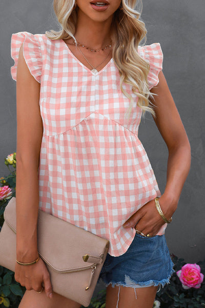 Checker Ruffle Top