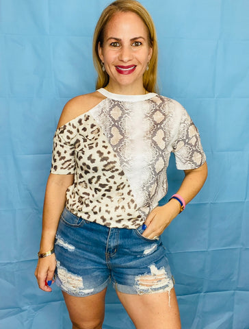 Snake Cold Shoulder top