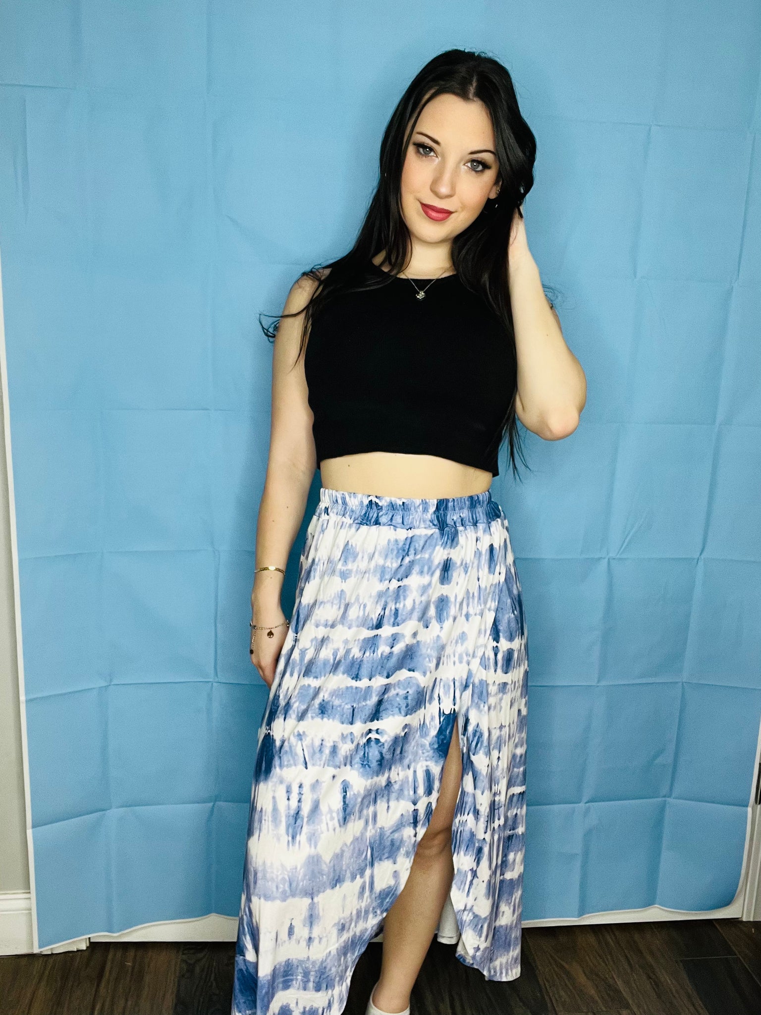 Tie Dye Blue and White Colored