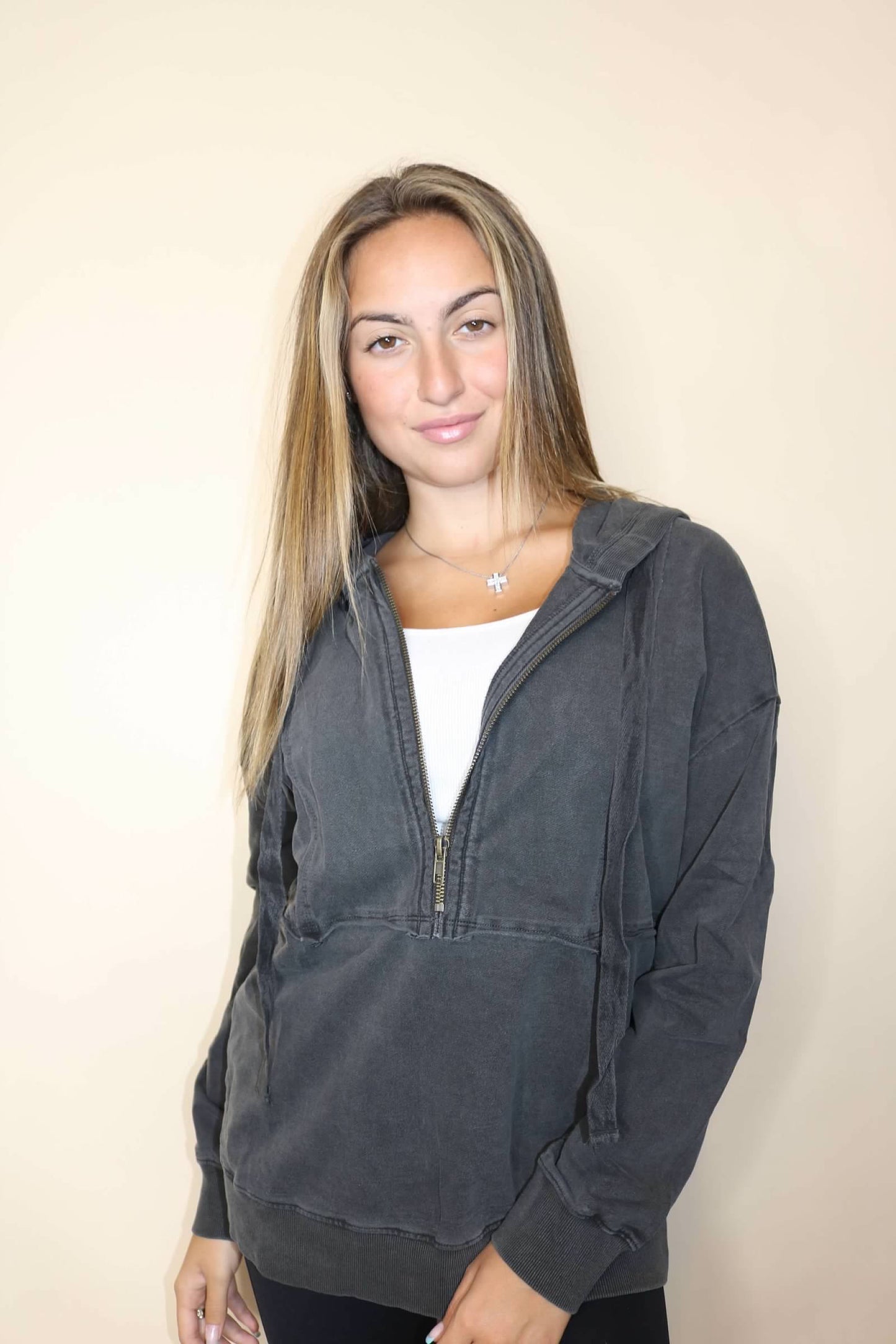 Half Zip Sweatshirt with Hood