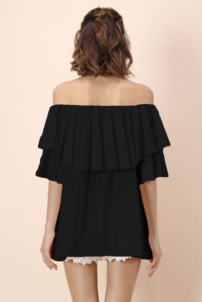 Soft Breeze Frilling Off-Shoulder Top