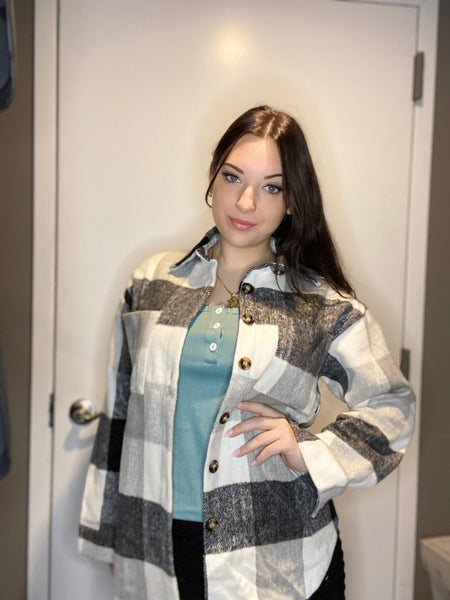 Black and Grey Checkered Shacket