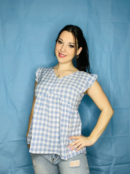 Checker Ruffle Top