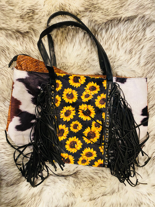 Sunflower Fringe Cow bag