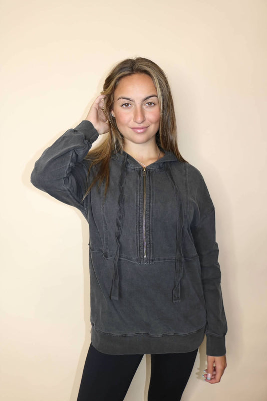 Half Zip Sweatshirt with Hood