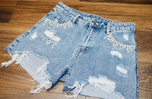 Pearl & Rhinestoned Shorts