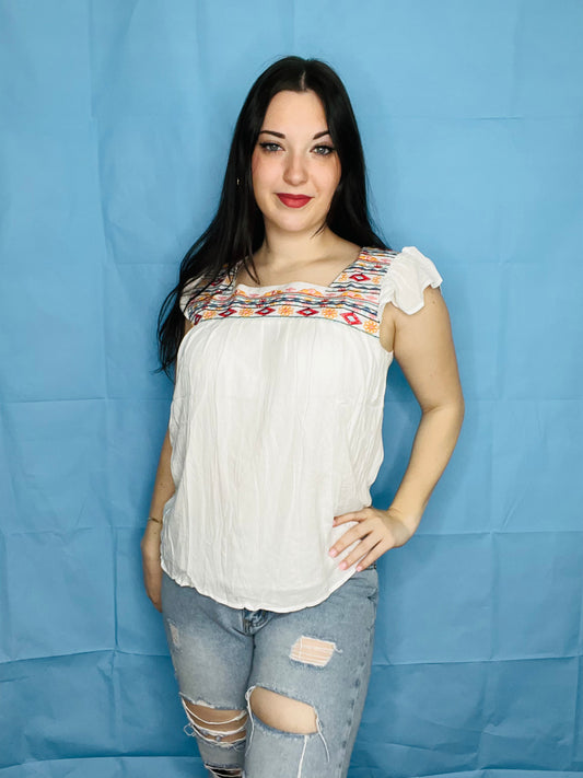 White embroidered blouse