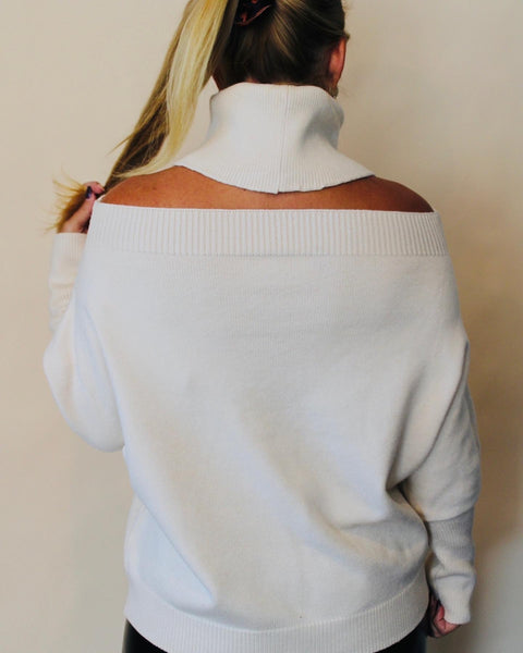 Cold Shoulder Turtle Neck Sweater