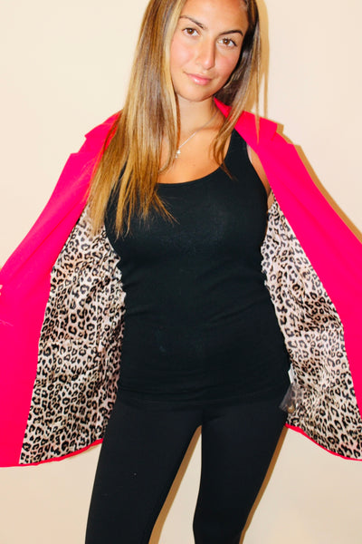 Hot Pink Blazer With Leopard Inside