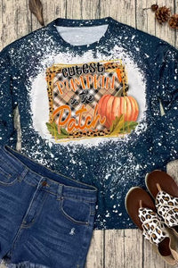 Cutest Pumpkin in the Patch Bleached Graphic Long sleeve