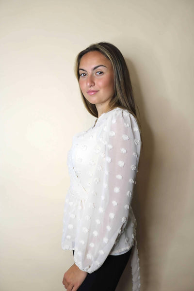 White textured blouse