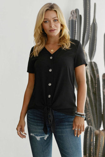 Black Button Tie top