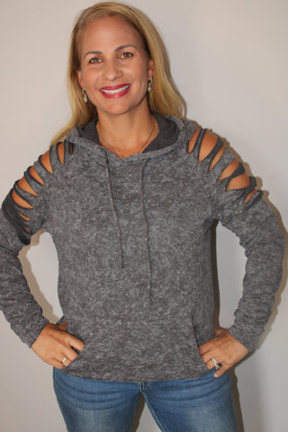 Grey Laser Cut Pull over