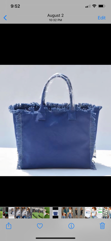 Blue Fringe Tote Bag