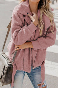 Beige  fluffy bear Moto coat