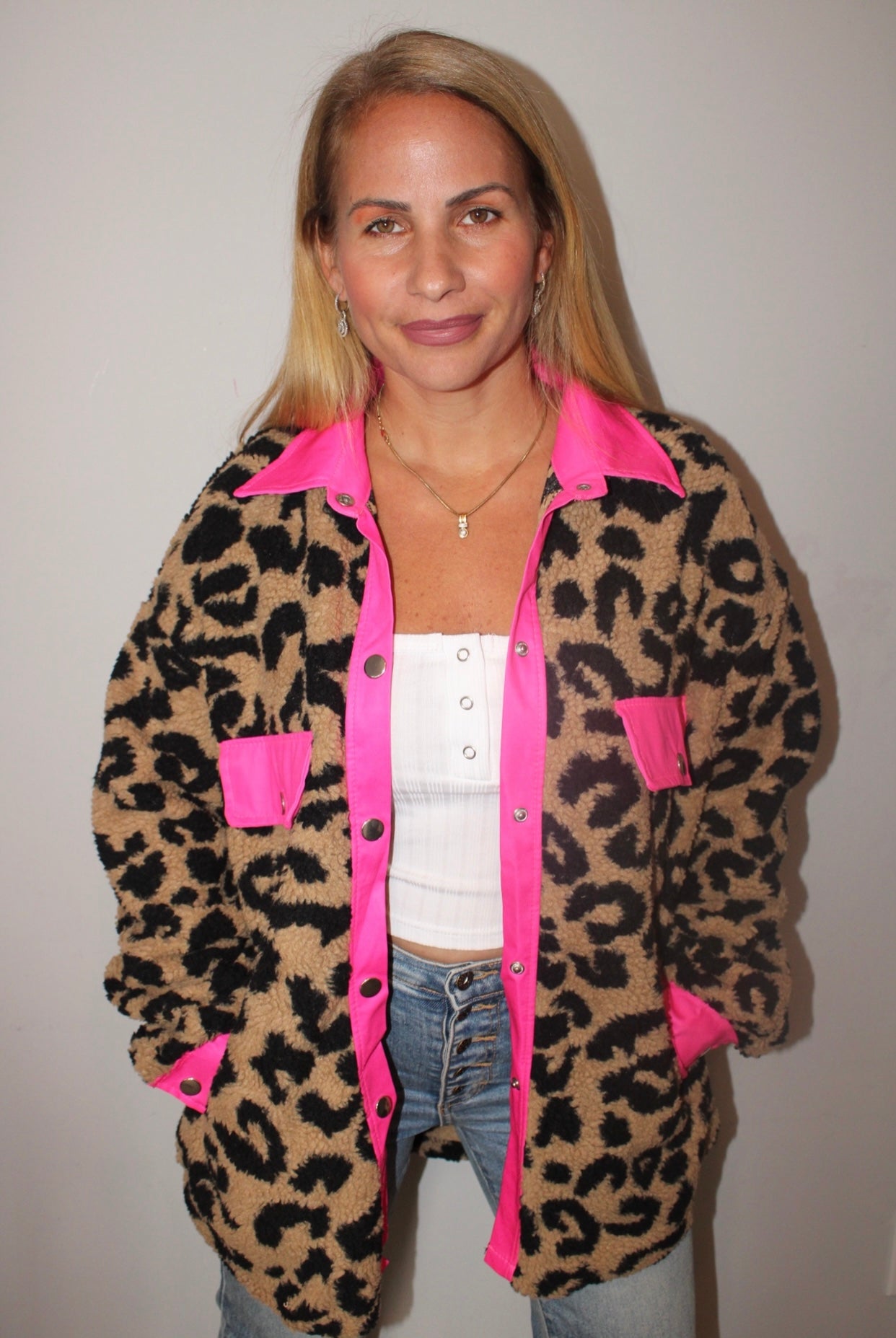 Leopard & pink jacket