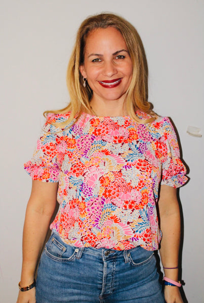 Multicolor floral print blouse